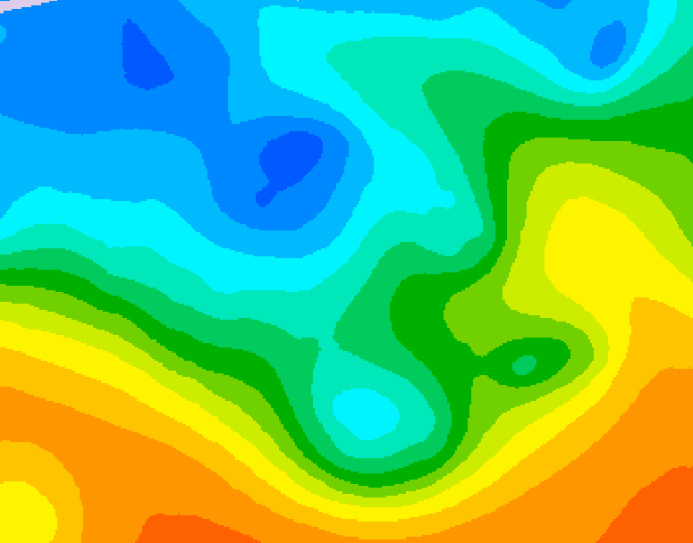GDPS 500 millibar geopotential height 012 hour forecast chart for Canada based on 2025/10/21 0000Z data