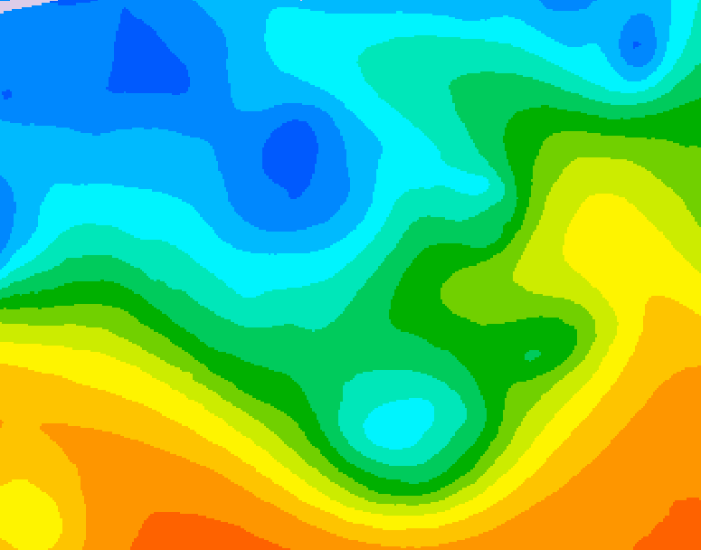 GDPS 500 millibar geopotential height 018 hour forecast chart for Canada based on 2025/10/21 0000Z data