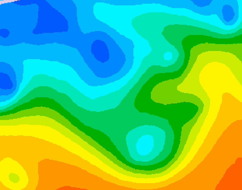 GDPS 500 millibar geopotential height 024 hour forecast chart for Canada based on 2025/10/21 0000Z data