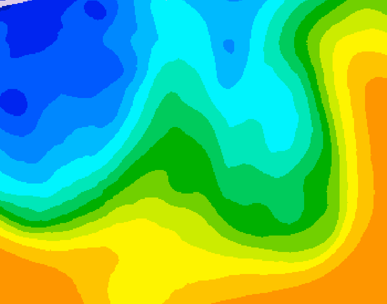 GDPS 500 millibar geopotential height 084 hour forecast chart for Canada based on 2025/10/21 1200Z data