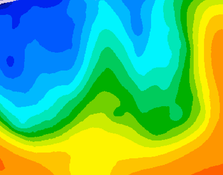 GDPS 500 millibar geopotential height 096 hour forecast chart for Canada based on 2025/10/21 1200Z data