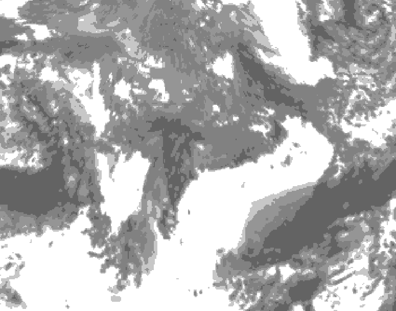 GDPS total cloud 240 hour forecast chart for Canada based on 2025/10/21 0000Z data