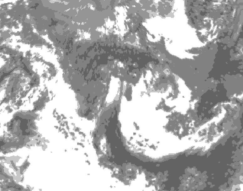 GDPS total cloud 180 hour forecast chart for Canada based on 2025/10/21 1200Z data