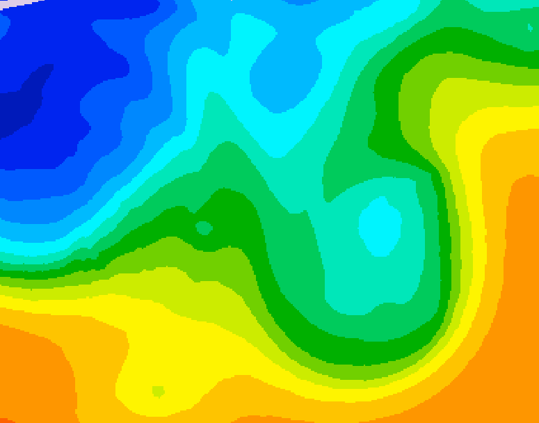 GDPS 500 millibar geopotential height 048 hour forecast chart for Canada based on 2025/10/22 0000Z data