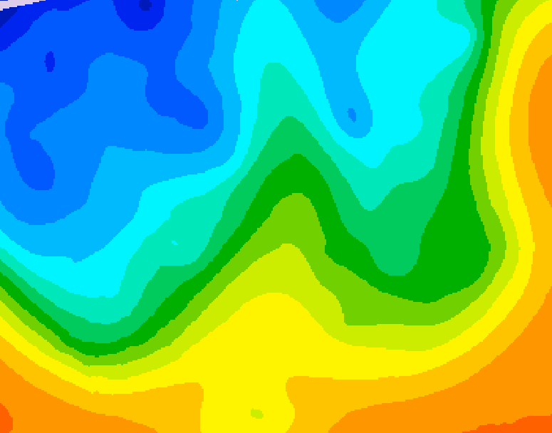 GDPS 500 millibar geopotential height 096 hour forecast chart for Canada based on 2025/10/22 0000Z data