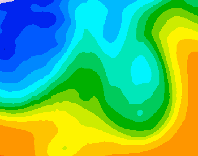 GDPS 500 millibar geopotential height 048 hour forecast chart for Canada based on 2025/10/22 1200Z data