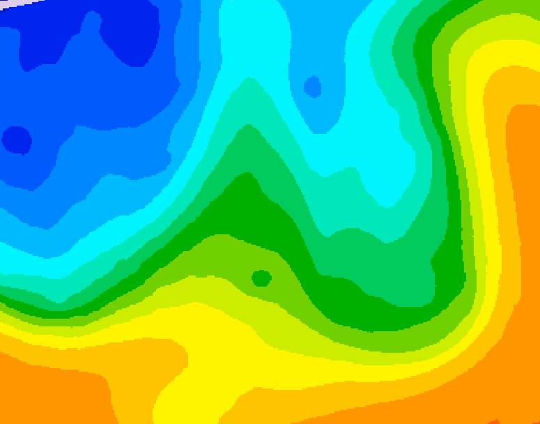 GDPS 500 millibar geopotential height 060 hour forecast chart for Canada based on 2025/10/22 1200Z data