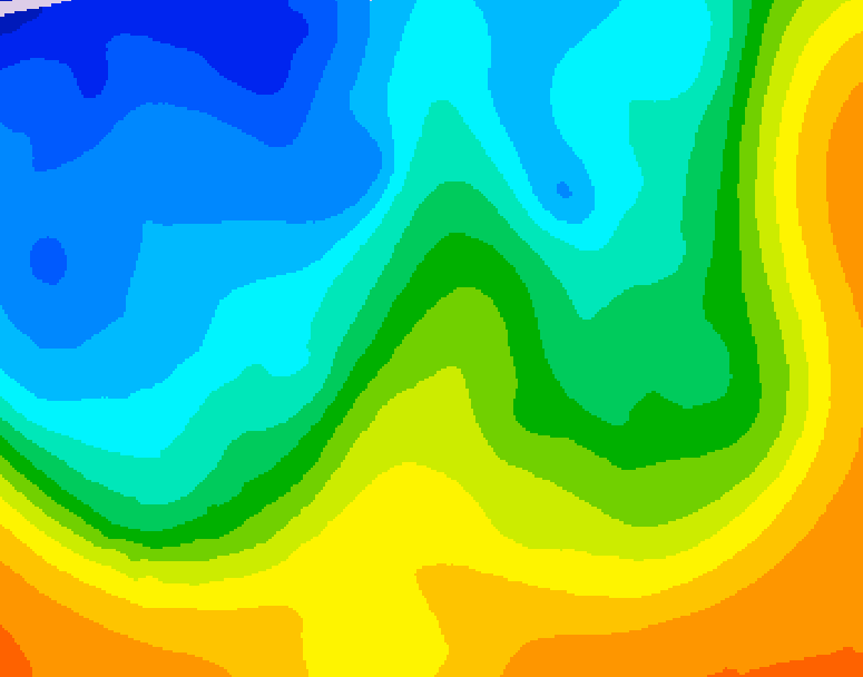 GDPS 500 millibar geopotential height 084 hour forecast chart for Canada based on 2025/10/22 1200Z data