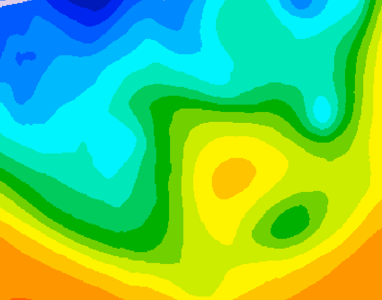 GDPS 500 millibar geopotential height 132 hour forecast chart for Canada based on 2025/10/22 1200Z data