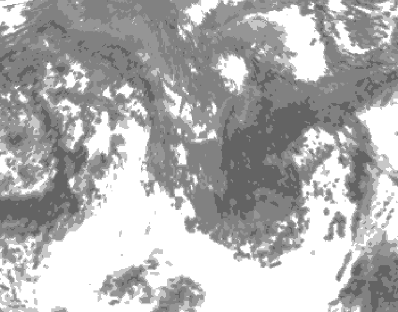 GDPS total cloud 036 hour forecast chart for Canada based on 2025/10/22 1200Z data