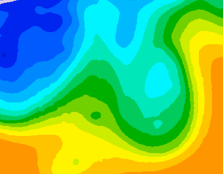 GDPS 500 millibar geopotential height 036 hour forecast chart for Canada based on 2025/10/23 0000Z data