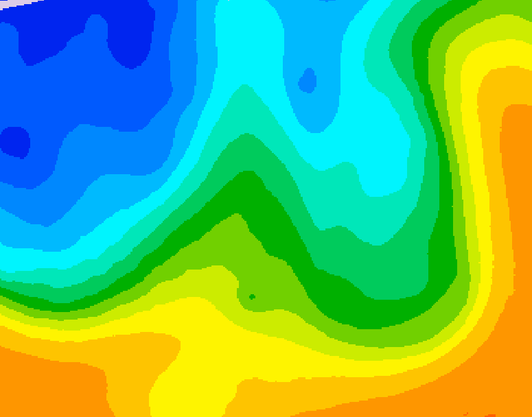 GDPS 500 millibar geopotential height 048 hour forecast chart for Canada based on 2025/10/23 0000Z data