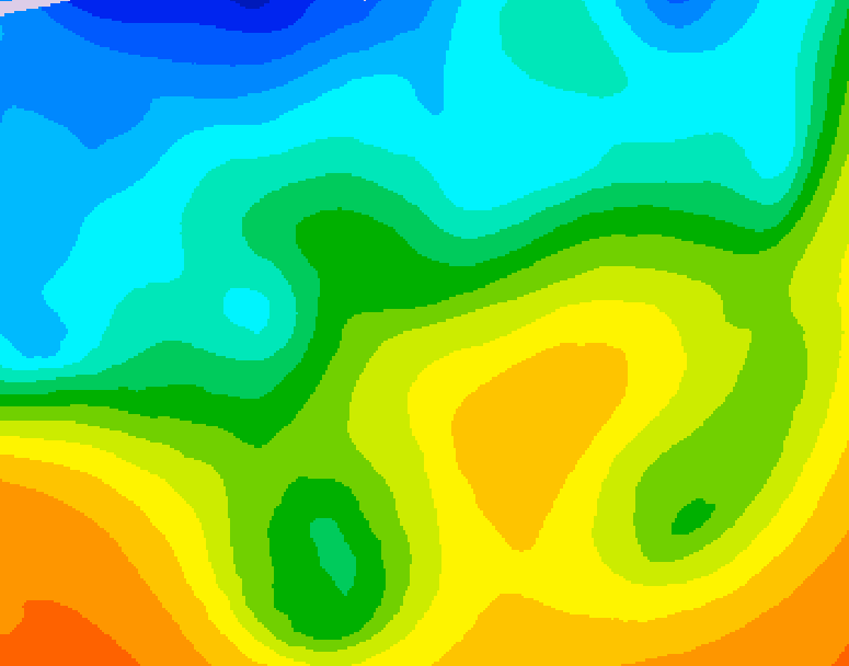 GDPS 500 millibar geopotential height 132 hour forecast chart for Canada based on 2025/10/23 0000Z data