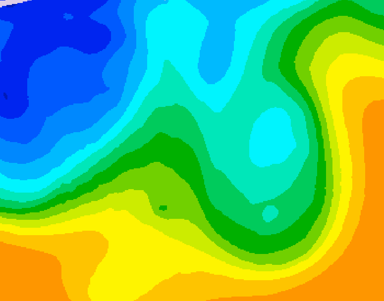 GDPS 500 millibar geopotential height 024 hour forecast chart for Canada based on 2025/10/23 1200Z data
