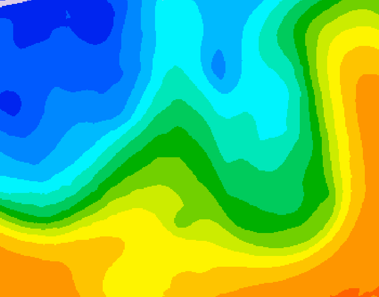 GDPS 500 millibar geopotential height 036 hour forecast chart for Canada based on 2025/10/23 1200Z data