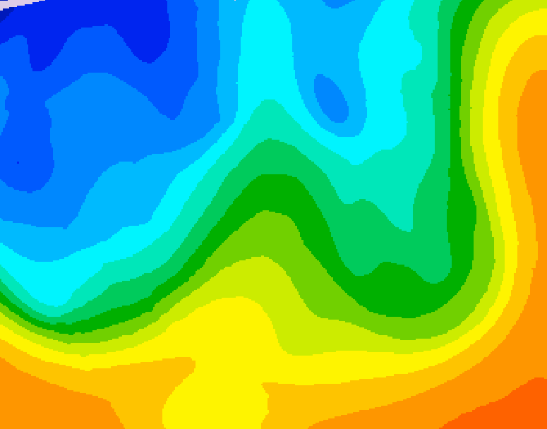 GDPS 500 millibar geopotential height 048 hour forecast chart for Canada based on 2025/10/23 1200Z data