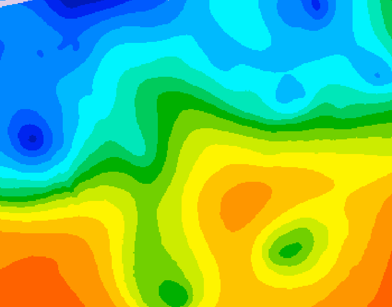 GDPS 500 millibar geopotential height 132 hour forecast chart for Canada based on 2025/10/23 1200Z data