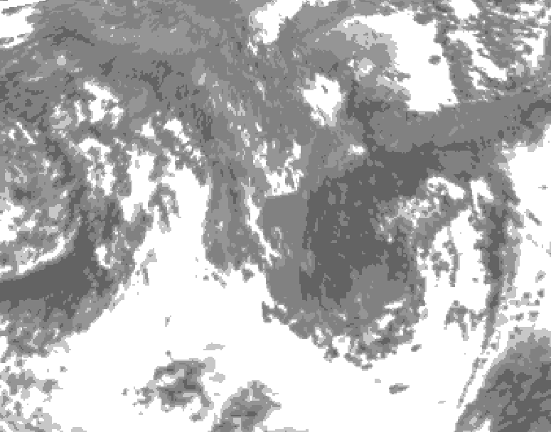 GDPS total cloud 024 hour forecast chart for Canada based on 2025/10/23 0000Z data