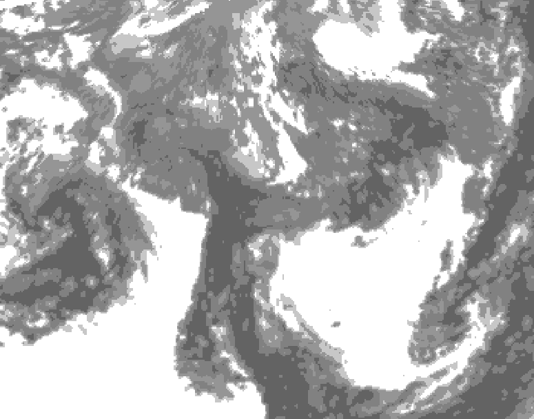 GDPS total cloud 144 hour forecast chart for Canada based on 2025/10/23 0000Z data