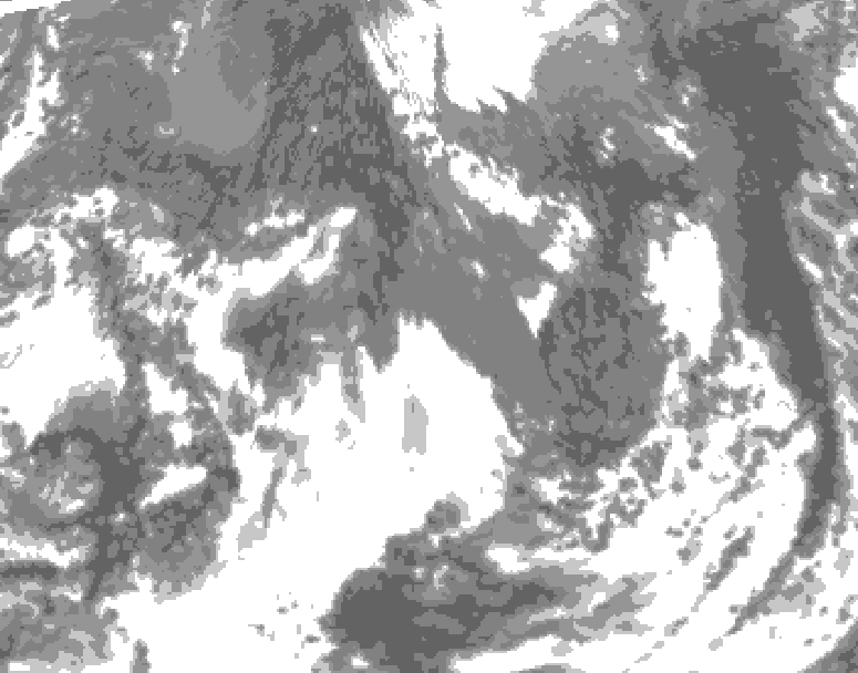GDPS total cloud 048 hour forecast chart for Canada based on 2025/10/23 1200Z data