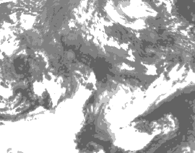 GDPS total cloud 144 hour forecast chart for Canada based on 2025/10/23 1200Z data