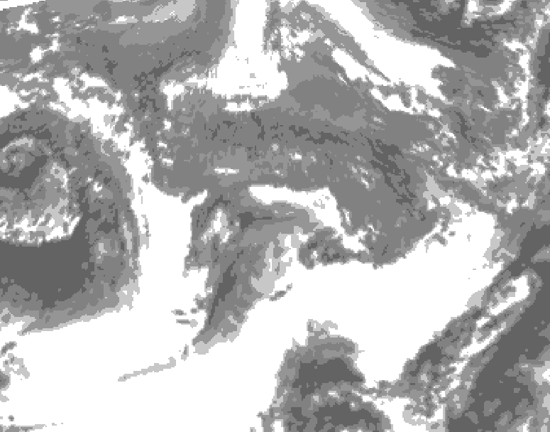 GDPS total cloud 180 hour forecast chart for Canada based on 2025/10/23 1200Z data