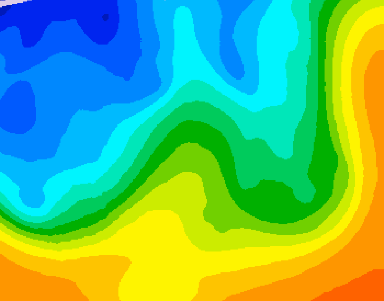 GDPS 500 millibar geopotential height 036 hour forecast chart for Canada based on 2025/10/24 0000Z data