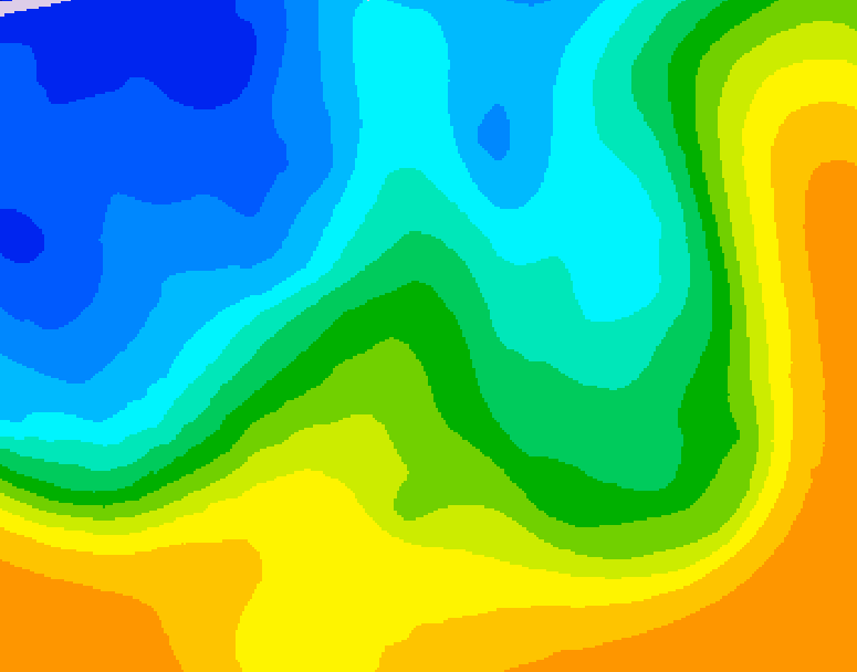 GDPS 500 millibar geopotential height 012 hour forecast chart for Canada based on 2025/10/24 1200Z data