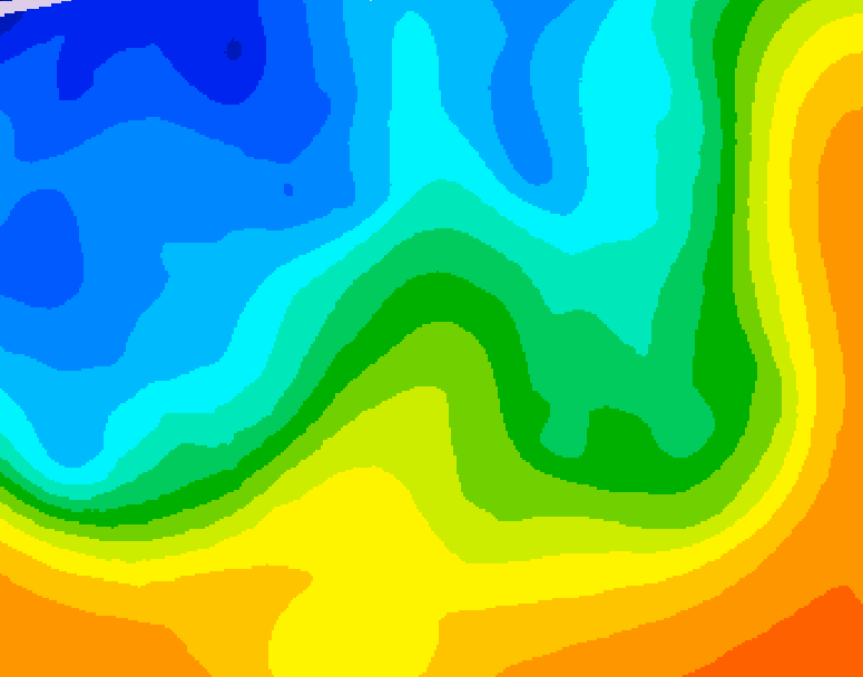 GDPS 500 millibar geopotential height 024 hour forecast chart for Canada based on 2025/10/24 1200Z data