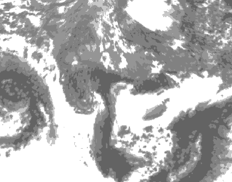 GDPS total cloud 120 hour forecast chart for Canada based on 2025/10/24 0000Z data