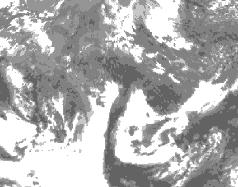 GDPS total cloud 120 hour forecast chart for Canada based on 2025/10/24 1200Z data