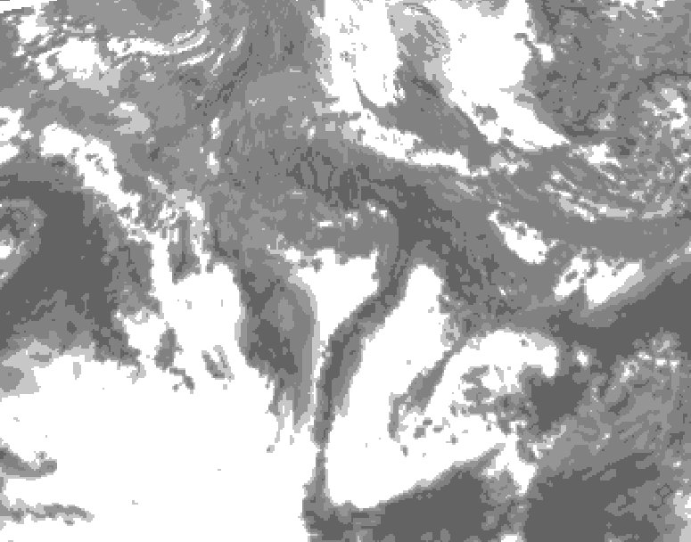 GDPS total cloud 132 hour forecast chart for Canada based on 2025/10/24 1200Z data