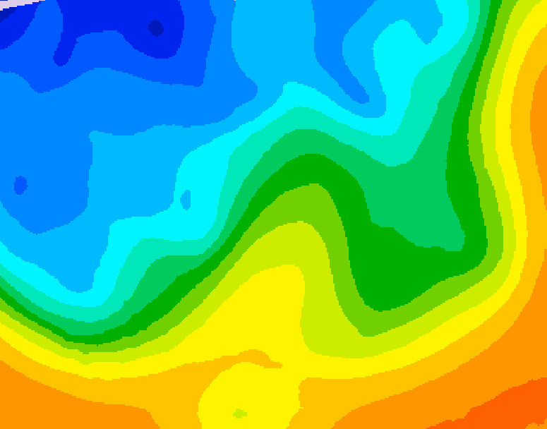 GDPS 500 millibar geopotential height 024 hour forecast chart for Canada based on 2025/10/25 0000Z data