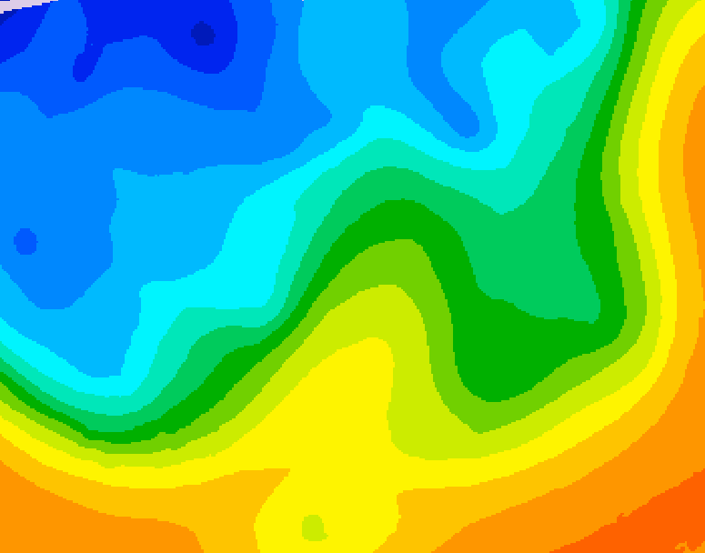 GDPS 500 millibar geopotential height 012 hour forecast chart for Canada based on 2025/10/25 1200Z data