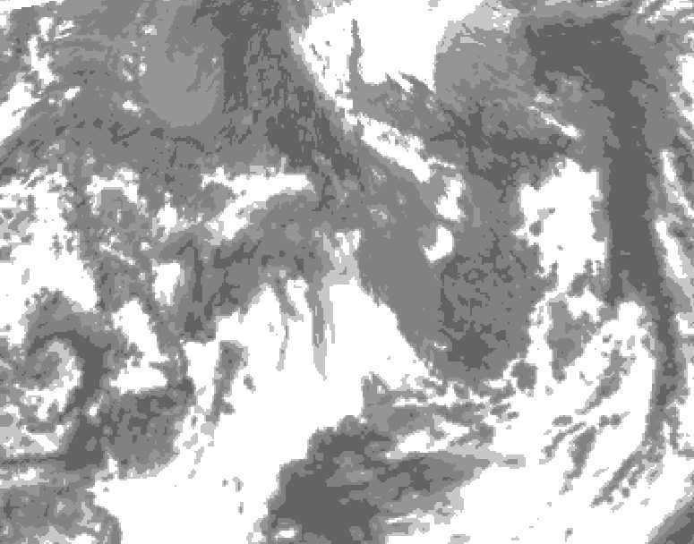 GDPS total cloud 012 hour forecast chart for Canada based on 2025/10/25 0000Z data
