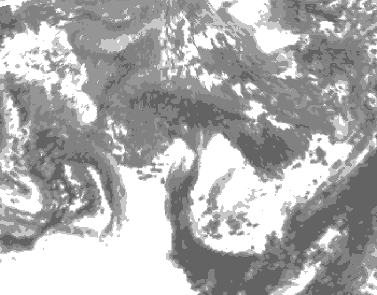 GDPS total cloud 108 hour forecast chart for Canada based on 2025/10/25 0000Z data