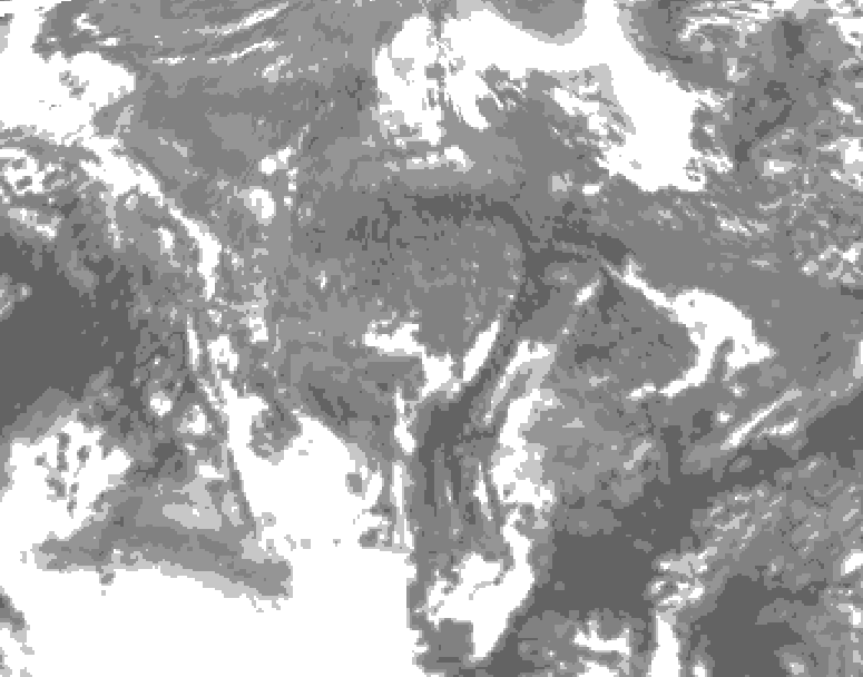 GDPS total cloud 132 hour forecast chart for Canada based on 2025/10/25 0000Z data