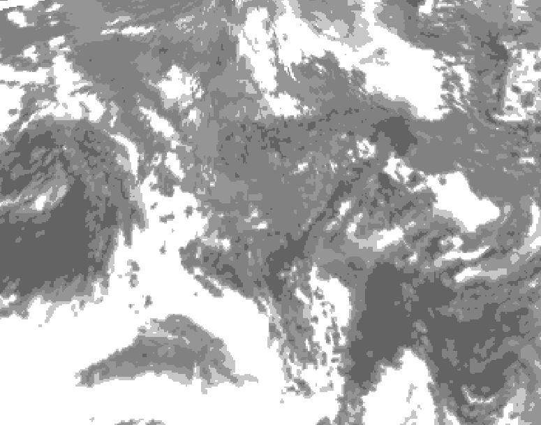 GDPS total cloud 144 hour forecast chart for Canada based on 2025/10/25 0000Z data
