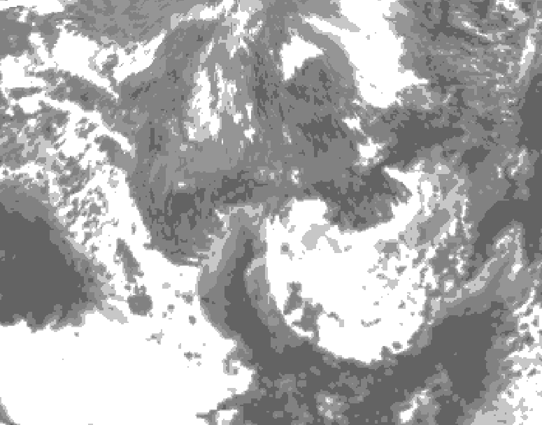GDPS total cloud 072 hour forecast chart for Canada based on 2025/10/25 1200Z data