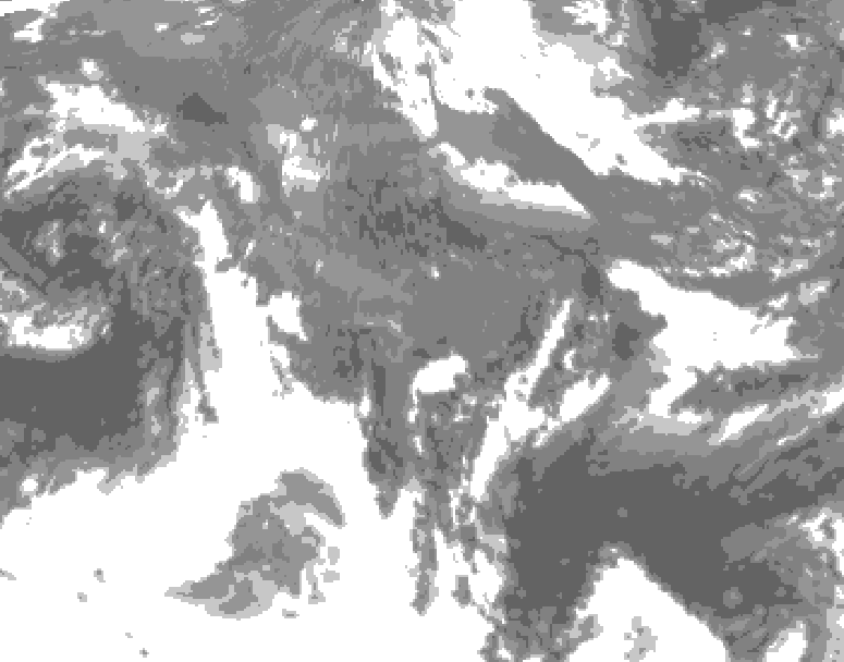 GDPS total cloud 132 hour forecast chart for Canada based on 2025/10/25 1200Z data