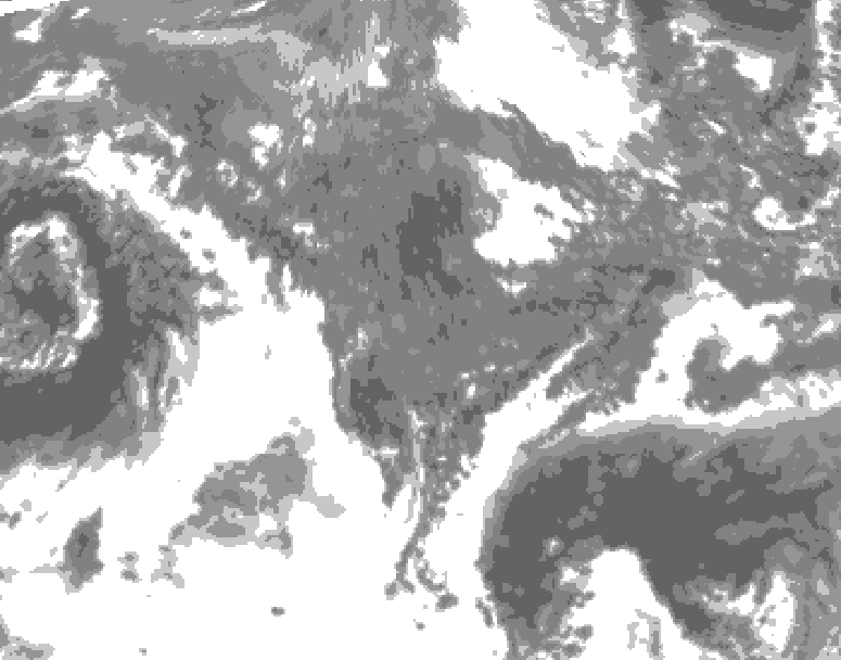 GDPS total cloud 120 hour forecast chart for Canada based on 2025/10/26 0000Z data
