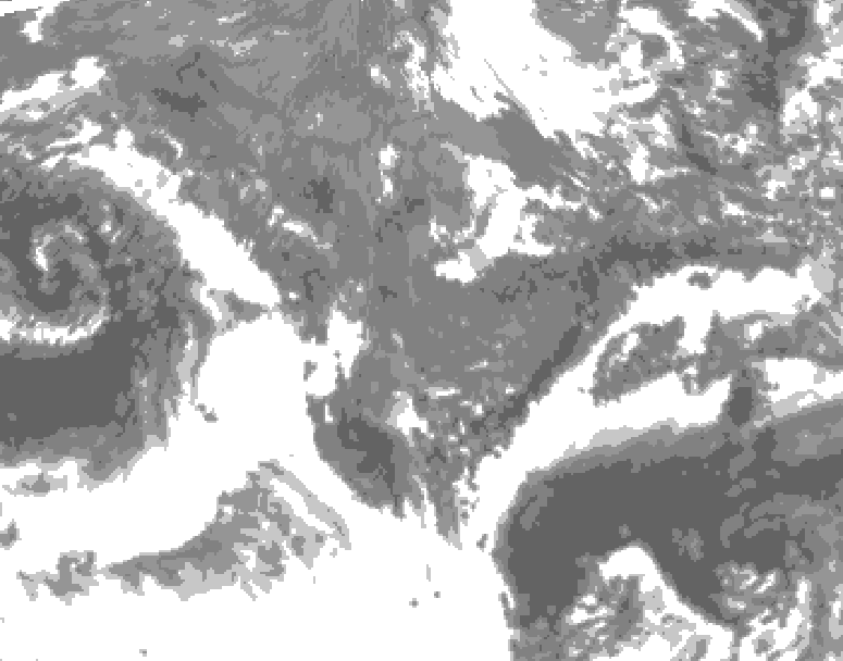GDPS total cloud 108 hour forecast chart for Canada based on 2025/10/26 1200Z data