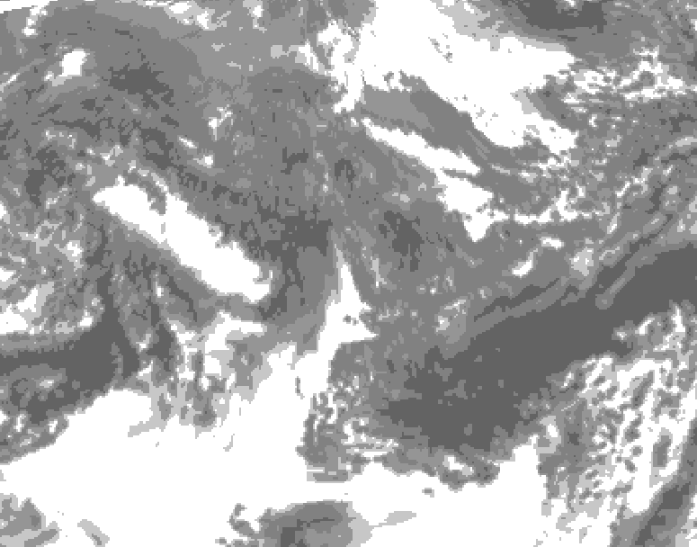 GDPS total cloud 132 hour forecast chart for Canada based on 2025/10/26 1200Z data