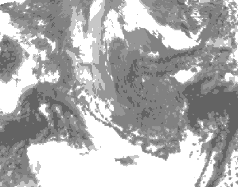 GDPS total cloud 222 hour forecast chart for Canada based on 2025/10/26 1200Z data