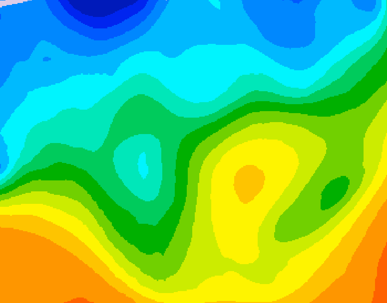 GDPS 500 millibar geopotential height 036 hour forecast chart for Canada based on 2025/10/27 0000Z data