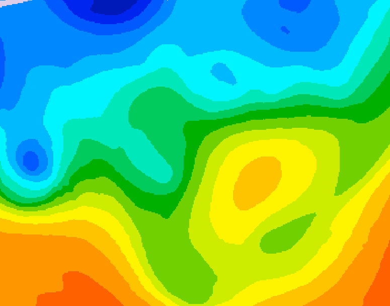 GDPS 500 millibar geopotential height 048 hour forecast chart for Canada based on 2025/10/27 0000Z data