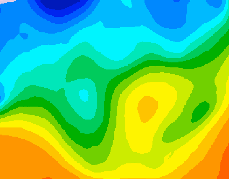 GDPS 500 millibar geopotential height 024 hour forecast chart for Canada based on 2025/10/27 1200Z data
