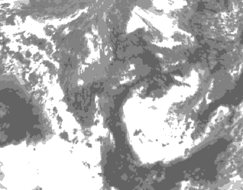 GDPS total cloud 036 hour forecast chart for Canada based on 2025/10/27 0000Z data