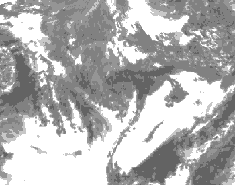 GDPS total cloud 072 hour forecast chart for Canada based on 2025/10/27 0000Z data