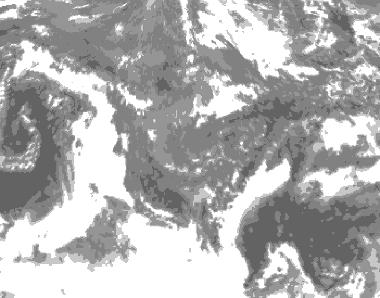 GDPS total cloud 096 hour forecast chart for Canada based on 2025/10/27 0000Z data